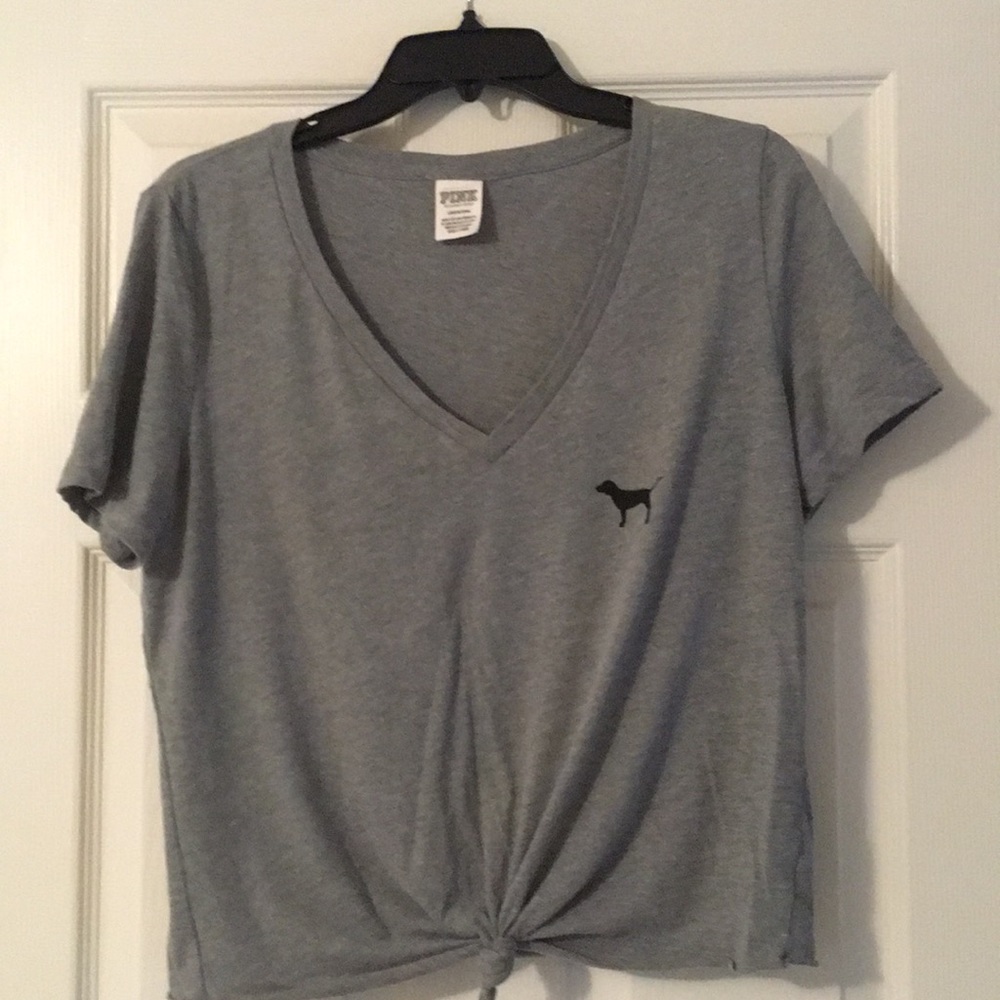 PINK grey v-neck shirt